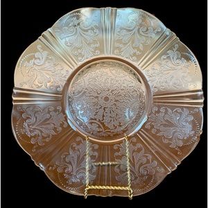 Vintage Macbeth-Evans serving plate in American Sweetheart pink depression glass